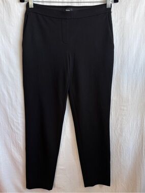 Theory Thaniel K. Rave F076211R Black Crop Straight-Leg Ponte Trousers